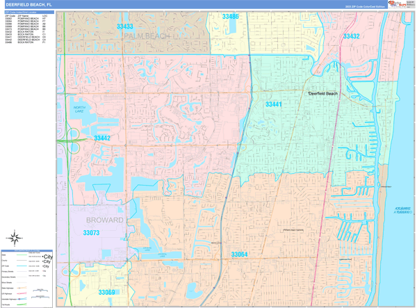 Deerfield Beach City Digital Map Color Cast Style